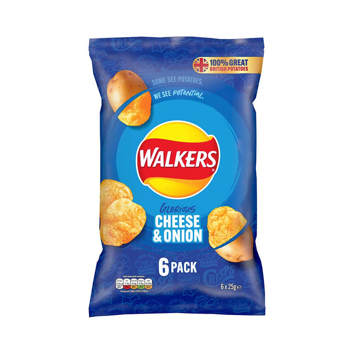 Walkers Cheese And Onion Crisps - 6 Pack | British Store Online | The Great British Shop