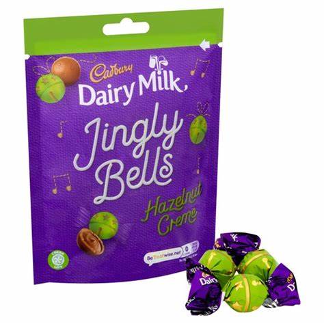 Cadbury Dairy Milk Chocolate Hazelnut Creme Jingly Bells - 73g | British Store Online | The Great British Shop