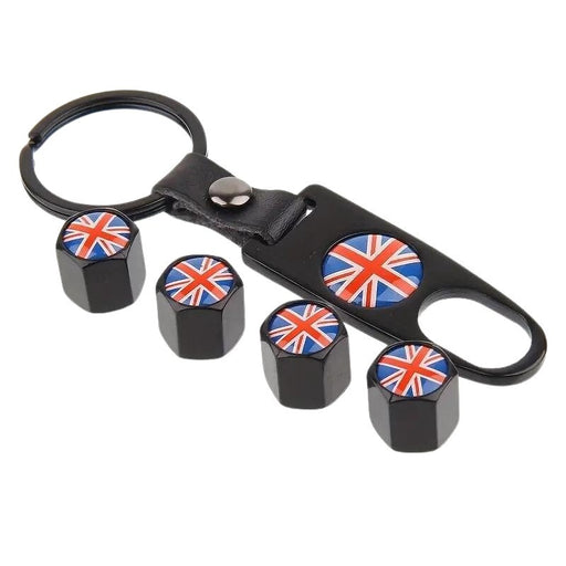 Union Jack Valve Stem Cap Cover With Keychain For Mini Cooper | British Store Online | The Great British Shop